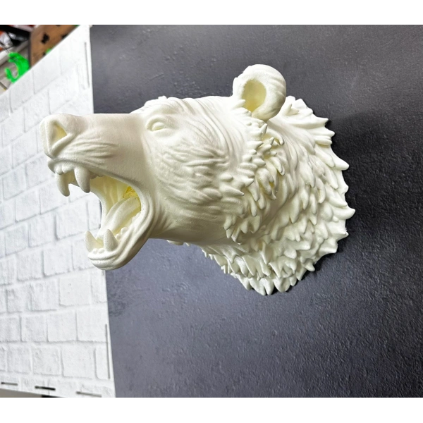 Beyaz Renk 3D Ayı Başı Duvar Dekoru