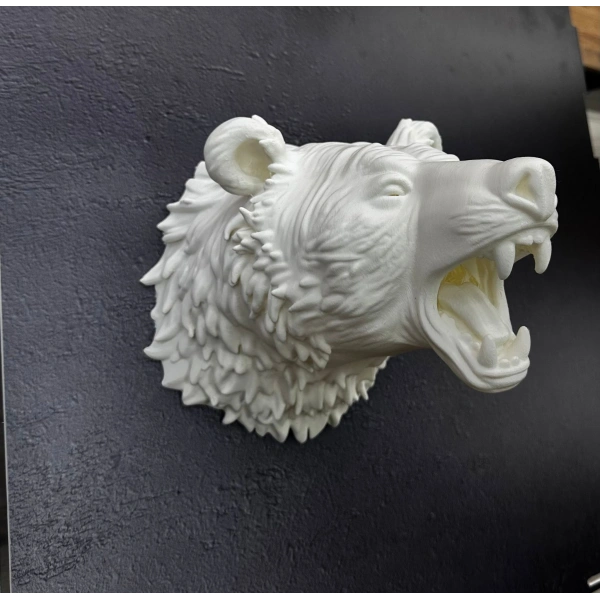 Beyaz Renk 3D Ayı Başı Duvar Dekoru
