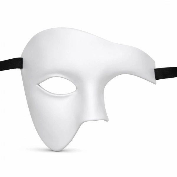 Beyaz Yarım Erkek Maske – Phantom Parti & Balo Maskesi