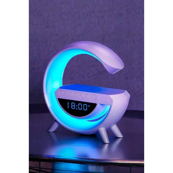 Bluetooth Hoparlör 15W Kablosuz Hızlı Şarj LED Gece Lambası