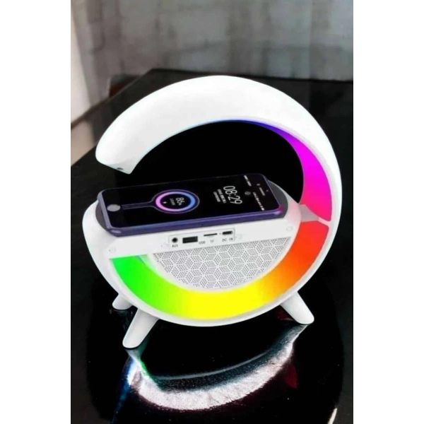 Bluetooth Hoparlör Dijital Göstergeli Wireless Şarj RGB Işıklı