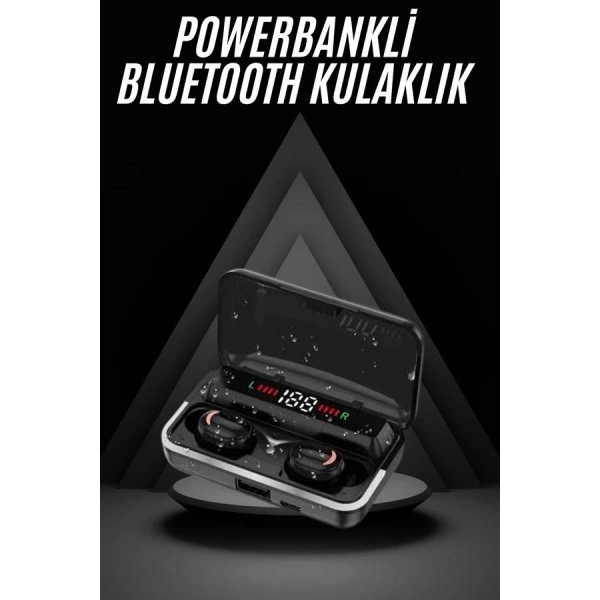Bluetooth Kulaklık Dijital Şarj Göstergeli Powerbankli Bass Özellikli Kablosuz Kulakiçi 5.1 Mikrofonlu