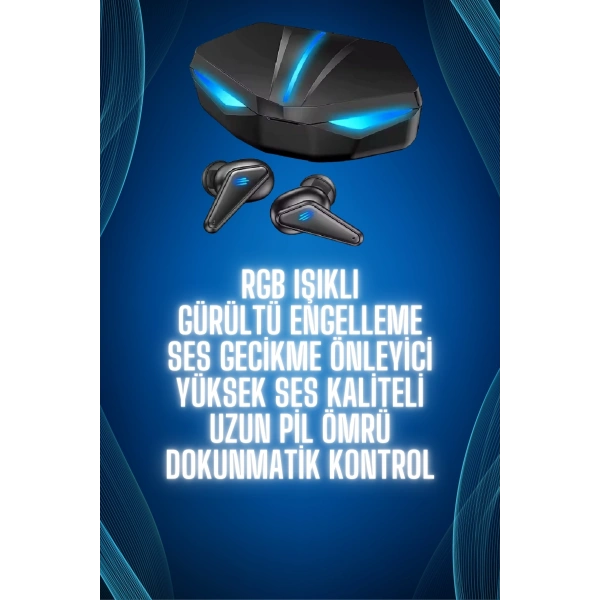Bluetooth Kulaklık  Kulaklığı RGB Işıklı Oyunlarda Düşük Gecikme
