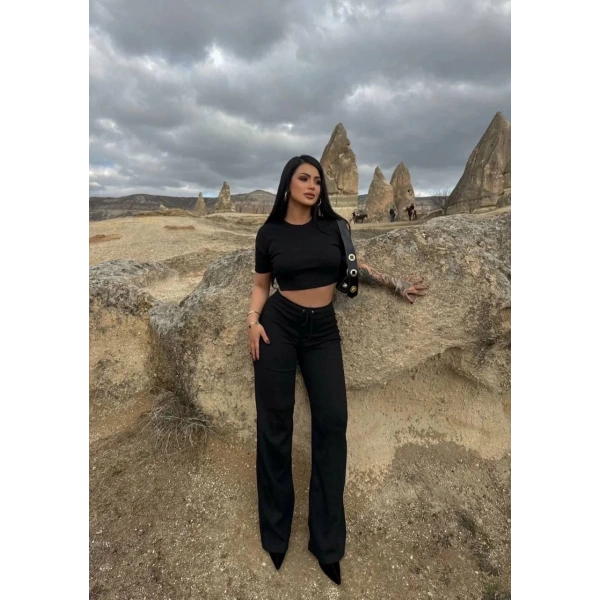 Bol paça pantolonlu alt üst takım