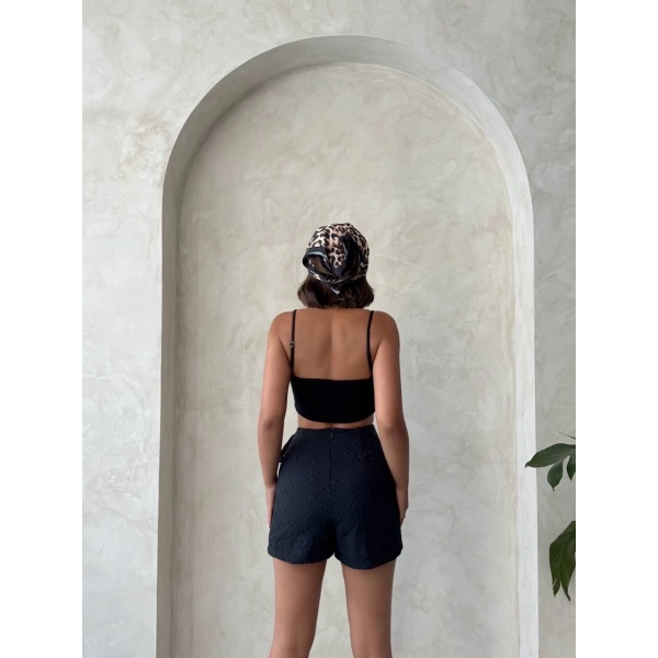 Brodeli şort etek s255075