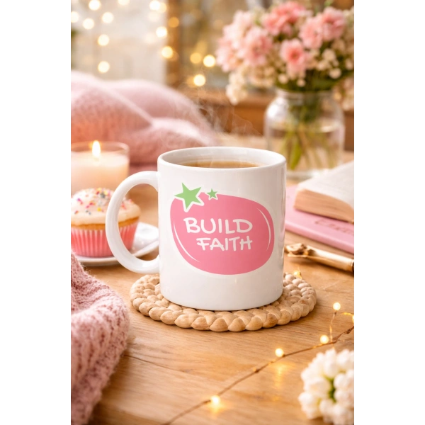 Build Faith UMUDUNU İNŞA ET Yazılı Porselen Kupa MODEL 151 – Motivasyon Temalı, Kahve & Çay Kupası – Hediye Seçeneği