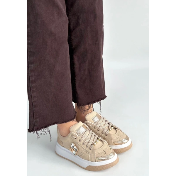 Ceans Bej Süet Bağcıklı Spor Ayakkabı