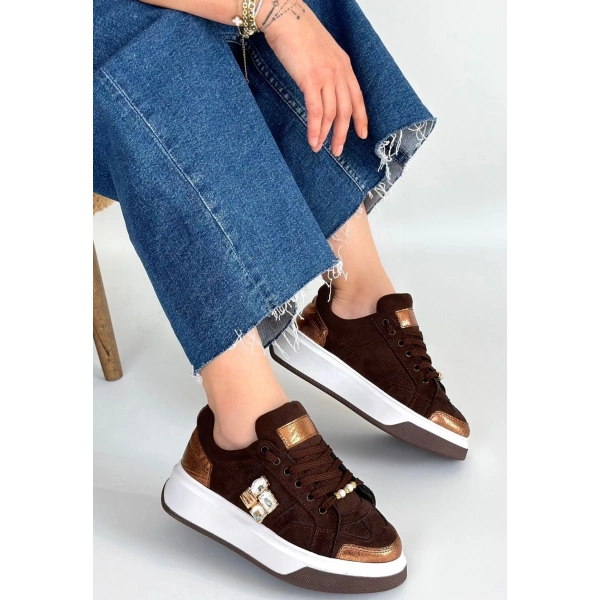 Ceans Kahverengi Süet Bağcıklı Spor Ayakkabı