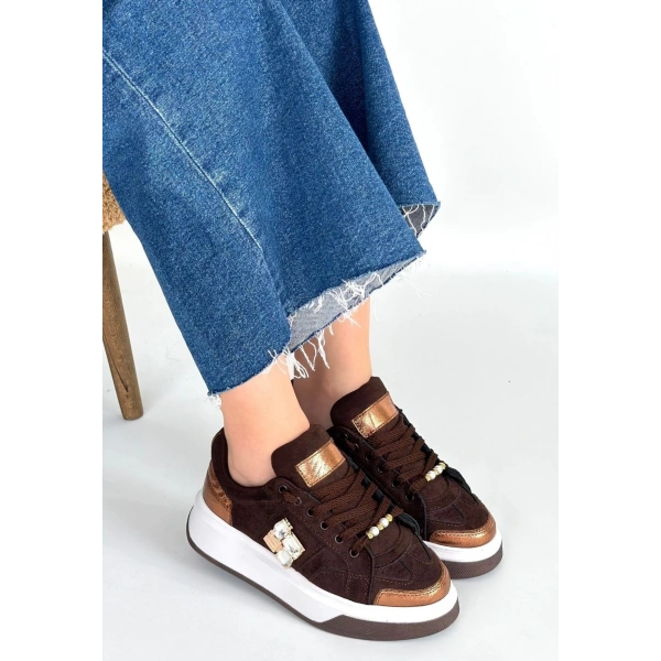 Ceans Kahverengi Süet Bağcıklı Spor Ayakkabı