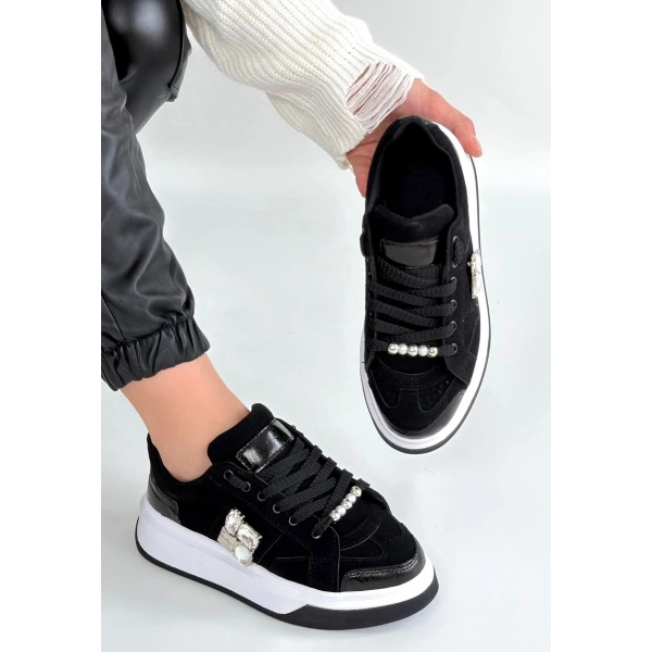 Ceans Siyah Süet Bağcıklı Spor Ayakkabı