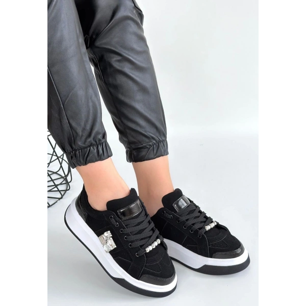 Ceans Siyah Süet Bağcıklı Spor Ayakkabı