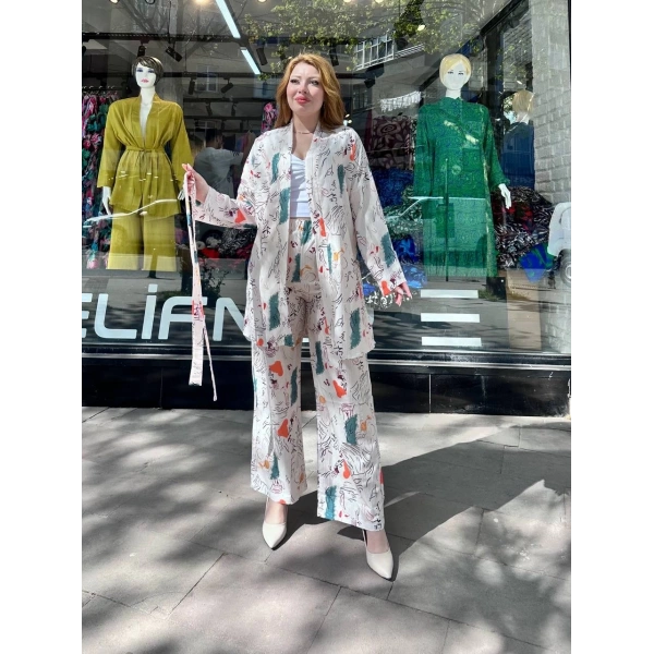 Ceketli baskılı takım