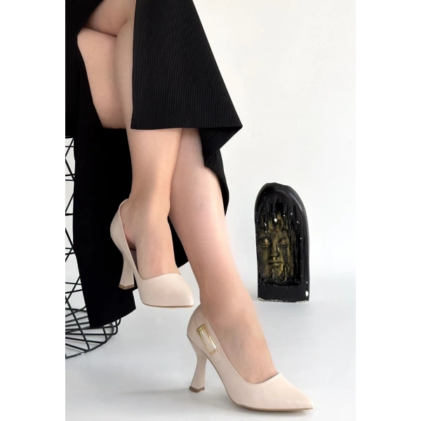 Cerin Bej Cilt Topuklu Ayakkabı