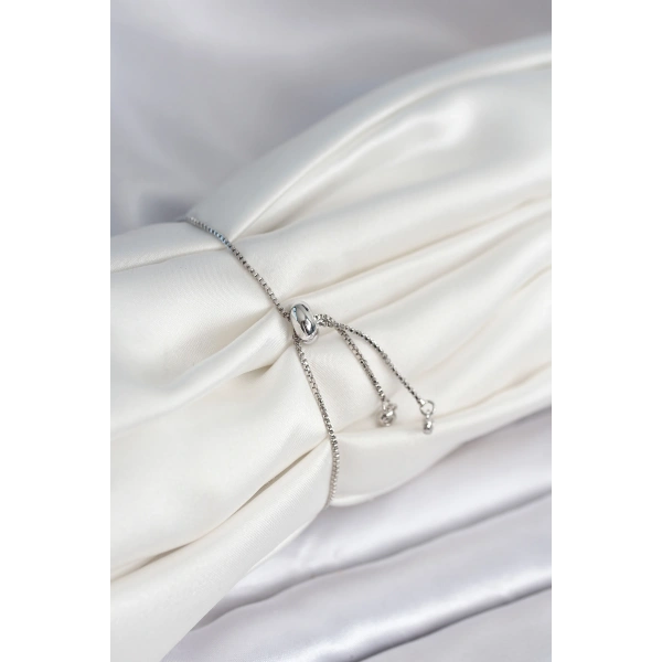 Çiçek Model Asansörlü Gümüş Renk Kadın Bileklik