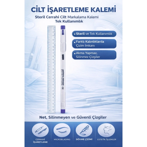 Cilt İşaretleme Kalemi Steril Cerrahi Marker Kalem 1 ADET