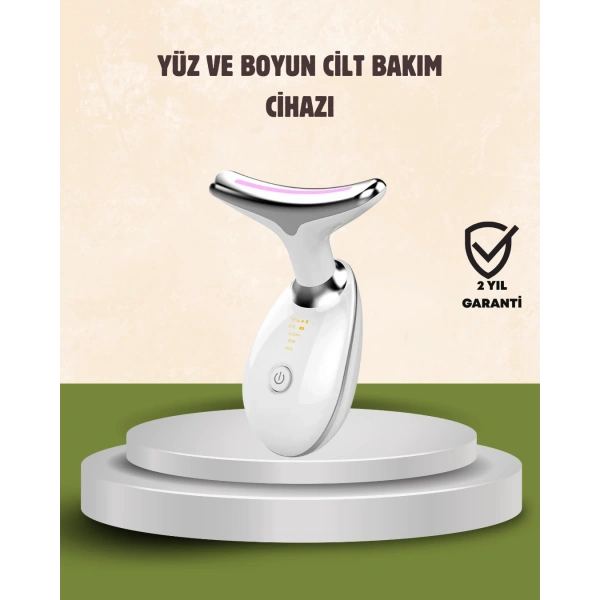 Cilt Yenileyici Şarjlı Güzellik Aleti – Pozitif/Negatif İyon, Titreşimli Masaj ve Kırmızı-Mavi-Yeşil Işıkla