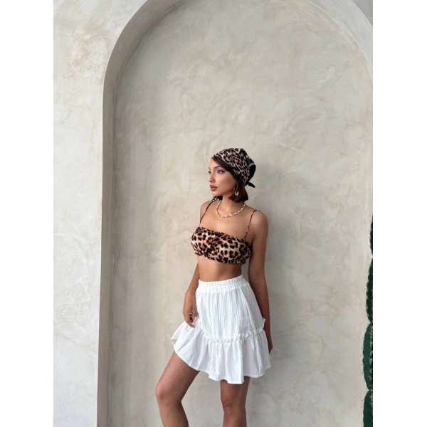 Çingene keten etek beyaz s24808