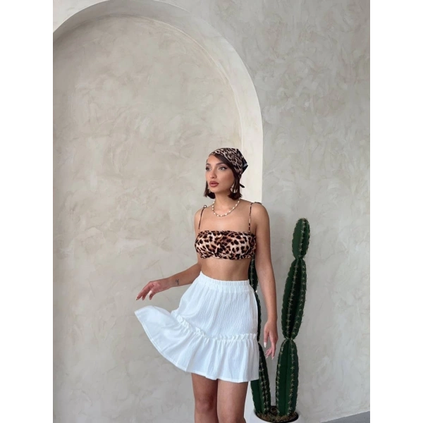 Çingene keten etek beyaz s24808