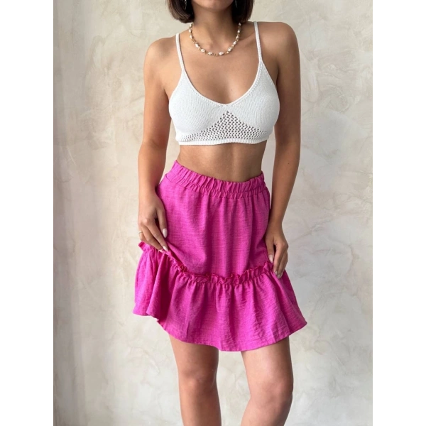 Çingene keten etek fuşya s24808