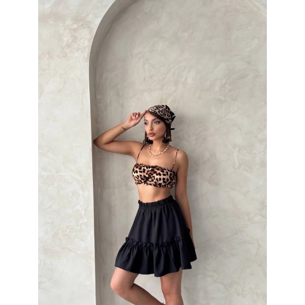 Çingene keten etek siyah s24808