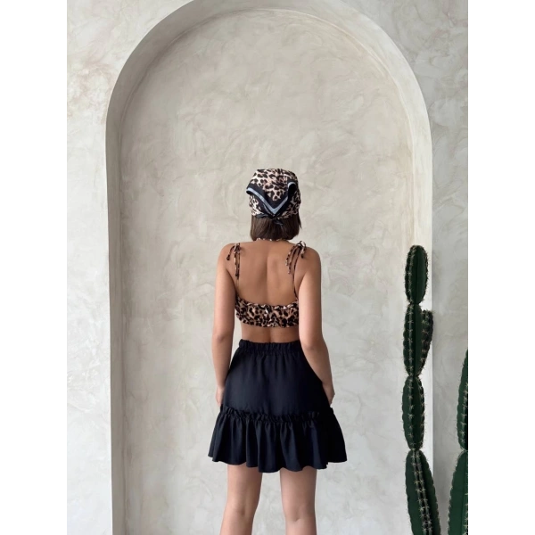 Çingene keten etek siyah s24808