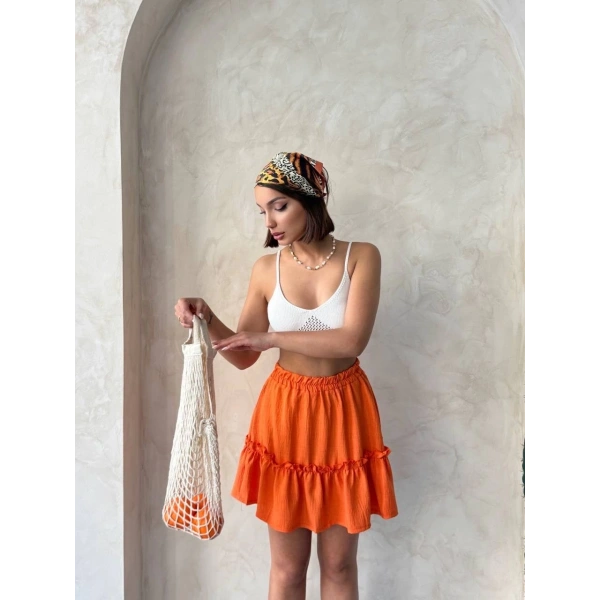 Çingene keten etek turuncu s24808