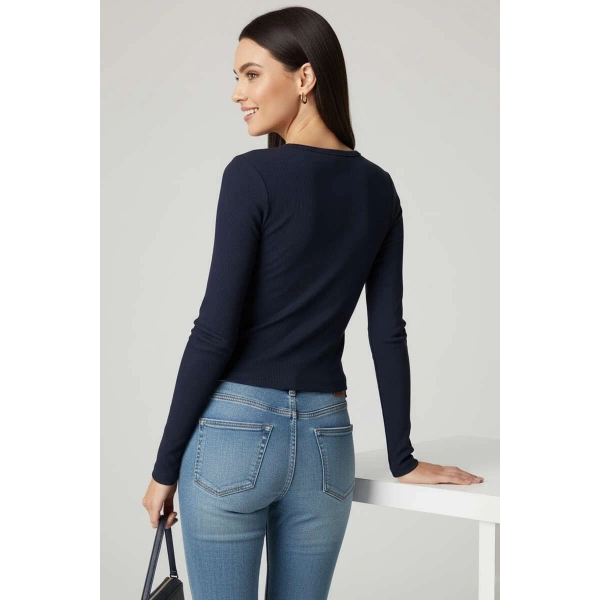 Çıtçıt Detaylı Bluz Lacivert T4343