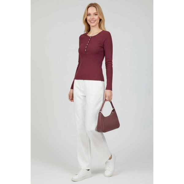 Çıtçıt Detaylı Bluz Mürdüm T4343