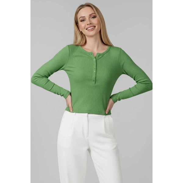 Çıtçıt Detaylı Bluz Yeşil T4343