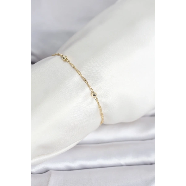 CM 14K Gold Renk Burgu Topçuk Model Kadın Bileklik