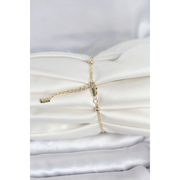 CM 14K Gold Renk Burgu Topçuk Model Kadın Bileklik