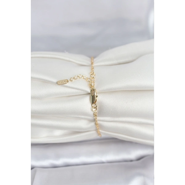 CM 14K Gold Renk Ezme Burgu Zincir Model Kadın Bileklik