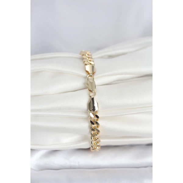 CM 14K Gold Renk Ezme Kalın Zincir Model Kadın Bileklik