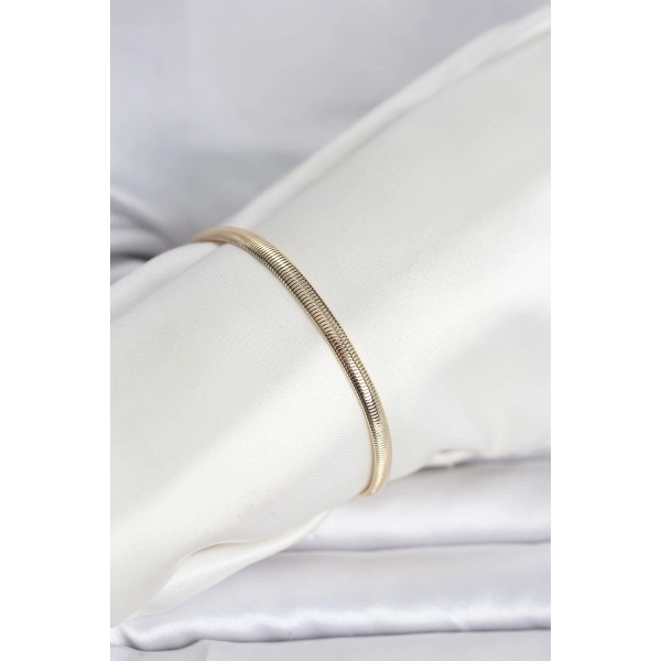 CM 14K Gold Renk Yassı Yılan Zincir Model Kadın Bileklik