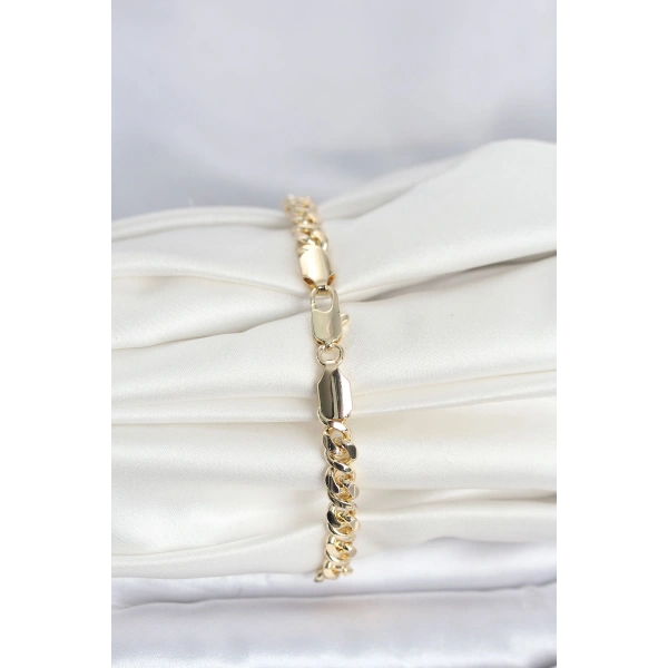 CM 14K Gold Renk Yassı Zincir Model Kadın Bileklik