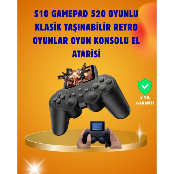 Çocuklar ve Yetişkinler İçin Uygun 500 Oyunlu Taşınabilir Mini Retro El Konsolu