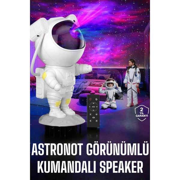 Çocuklara Özel Projeksiyon Astronot Lamba Speaker Sevimli