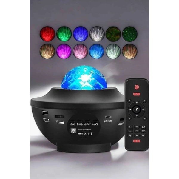 Çocuklara Özel Şarjlı Bluetooth Hoparlör Parti Led Lambası Yıldızlı Projeksiyon