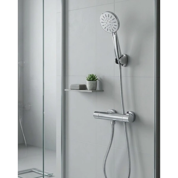 Çok Fonksiyonlu 4 Modlu El Duşu Başlığı Krem Duş Seti Spiral Hortumlu