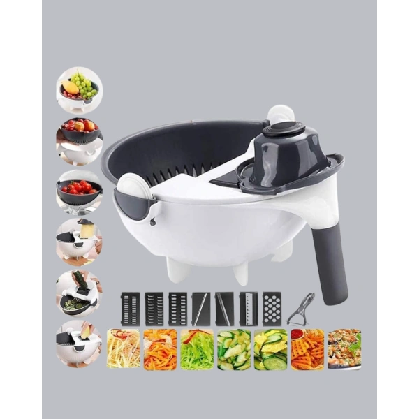 Çok Fonksiyonlu Döner Rende Süzgeç Hazneli Ergonomik Sebze Doğrayıcı