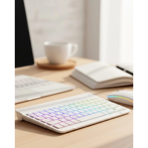 Çoklu Cihaz Uyumlu Kablosuz Klavye Mouse Seti Aydınlatmalı