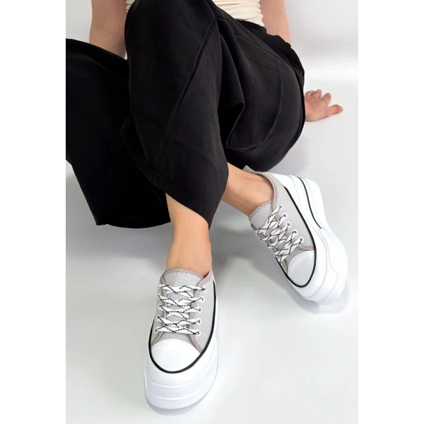 Dalen Gri Keten Bağcıklı Spor Ayakkabı