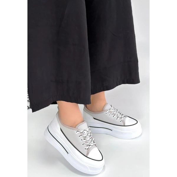 Dalen Gri Keten Bağcıklı Spor Ayakkabı