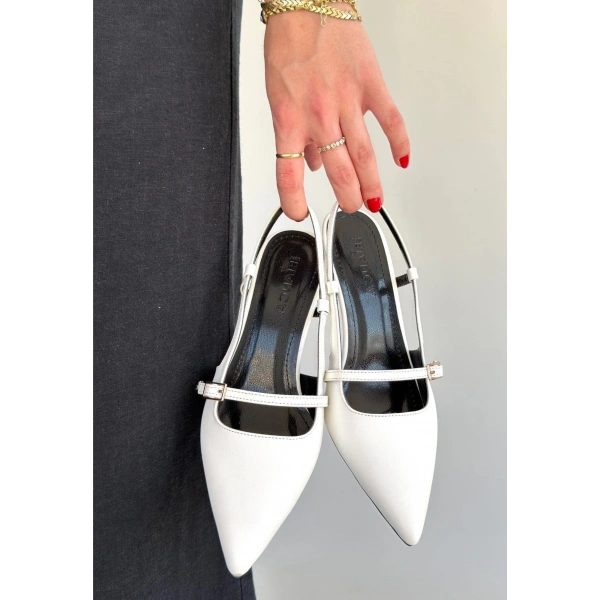 Darina Beyaz Cilt Topuklu Ayakkabı