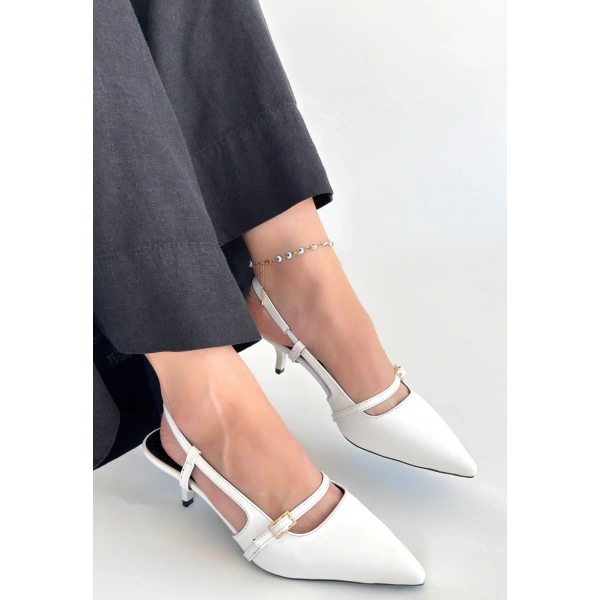 Darina Beyaz Cilt Topuklu Ayakkabı