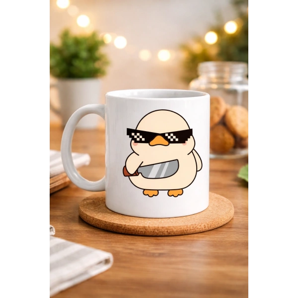 “Deal With It” Havalı Ördek Tasarımlı Porselen Kupa MODEL 80 – Eğlenceli, Mizahi & Hediyelik Kahve Kupası