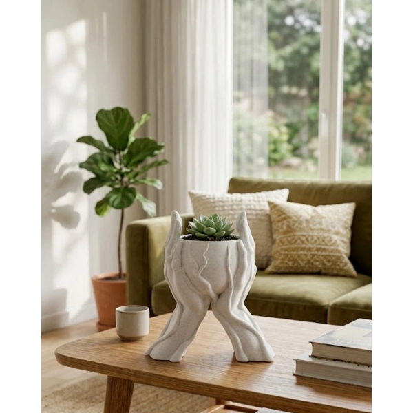 Dekoratif 3D El Tasarımlı Vazo Saksı Modern Ev Dekorasyon Aksesuarı