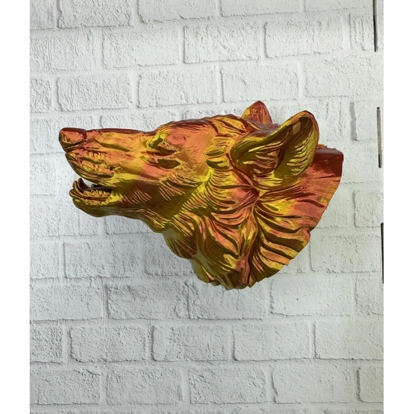 Dekoratif Altın Gold Kurt Duvar Heykeli Asılabilir Hediyelik 25x19 cm