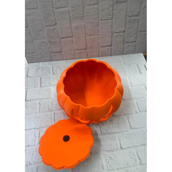 Dekoratif Balkabağı Şekerlik 21×15 cm Kapaklı Turuncu Kutu