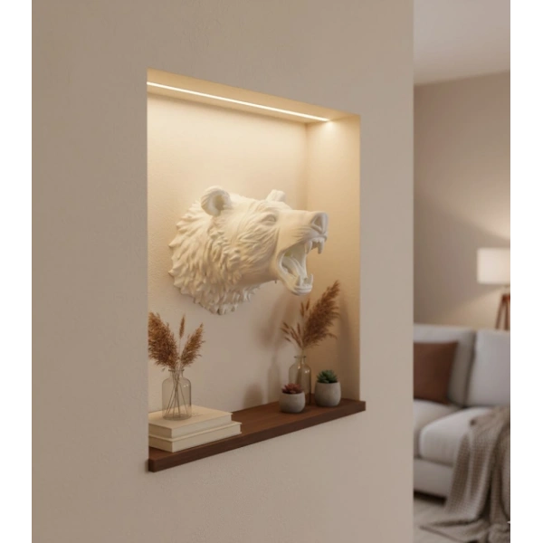 Dekoratif Beyaz Ayı Duvar Heykeli Asılabilir Hediyelik 25x19 cm